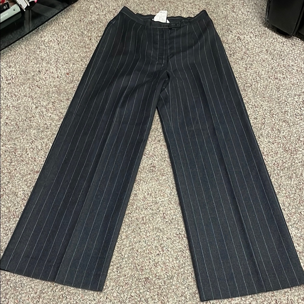 Vintage Black Pinstripe Wide Leg Pants